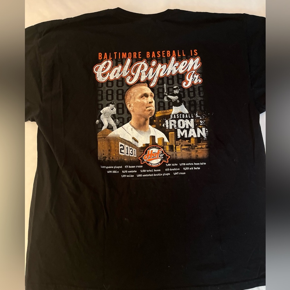 Cal Ripken Jr T Shirt Mens 2XL Class Of 2007 Hall Of Fame Baltimore Orioles MLB